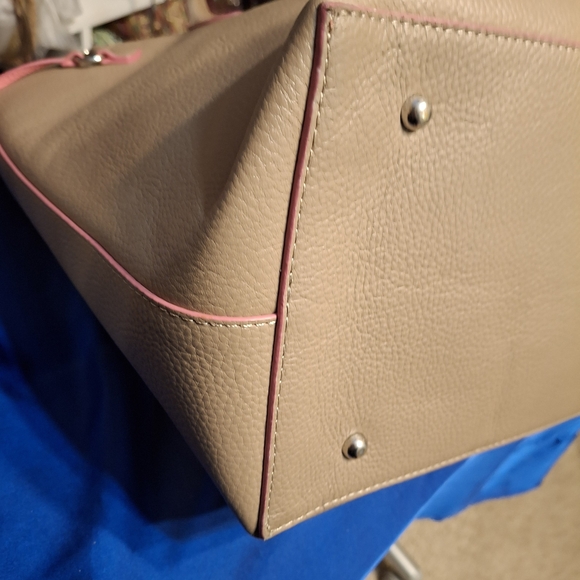 Lodis Tan and Pink Leather Tote Bag - Picture 3 of 9